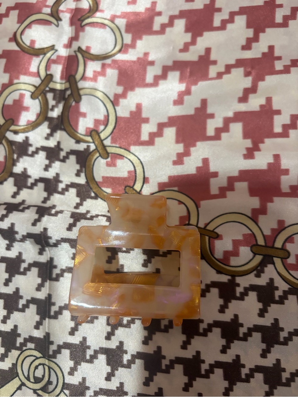 Pearlescent Amber Rectangular Hair Claw Clip